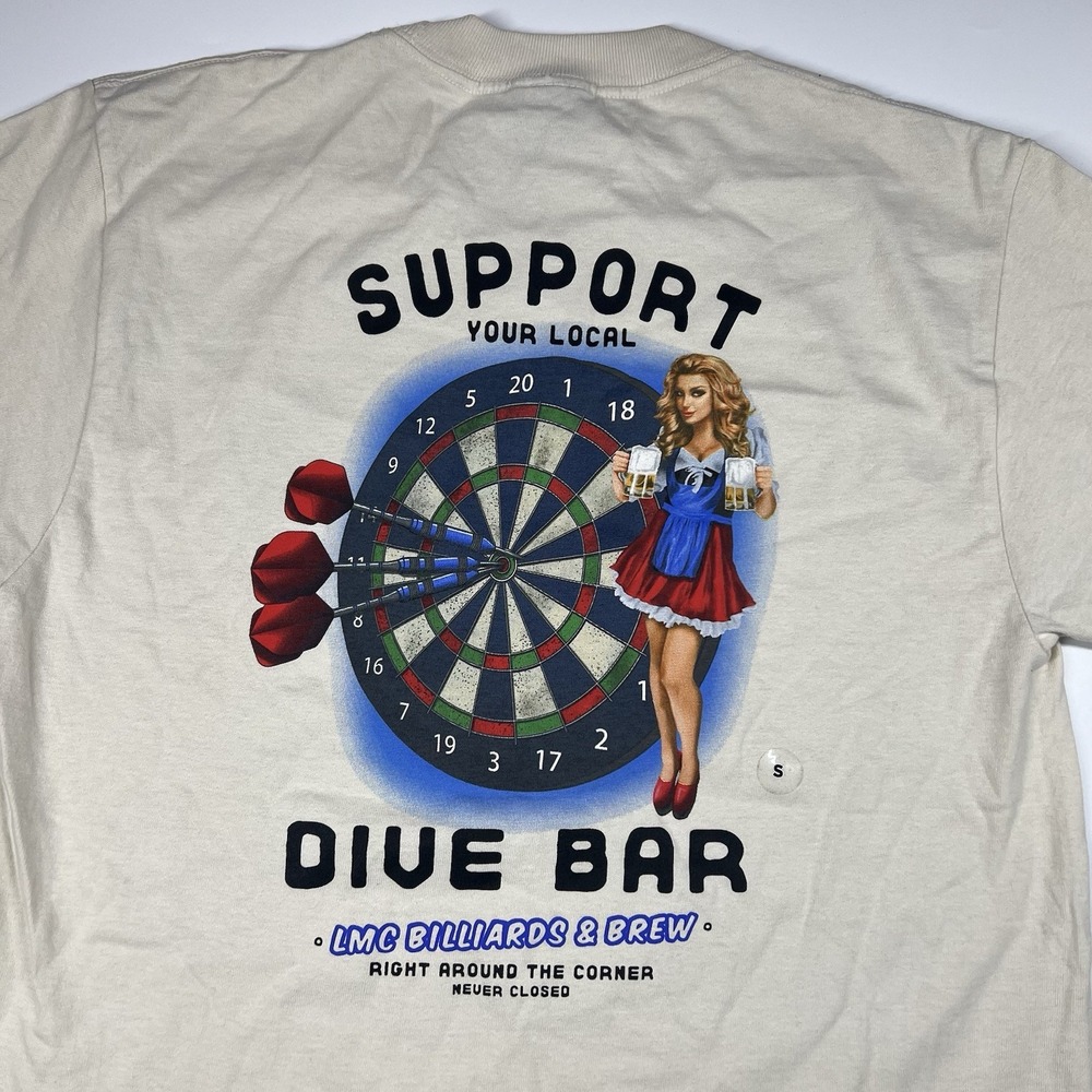 Loser Machine‎ Company White Graphic T-shirt Short Sleeve Men's Small "Dive Bar"